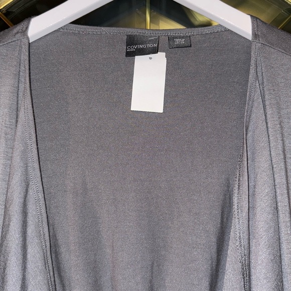 NWT! Covington Sterling Grey Ruched Long Sleeve Open Front Draped Shrug Cardigan - Picture 8 of 15